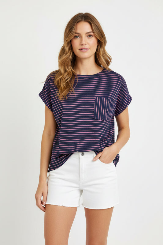 Roxi Short Sleeve Striped Top