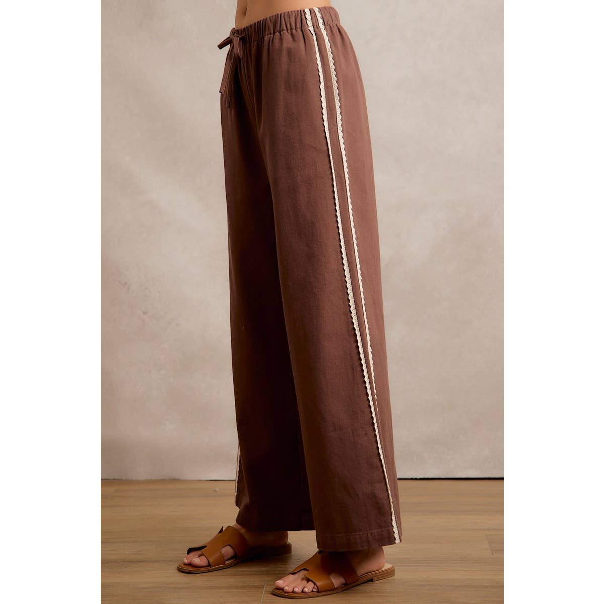 Lace Trimmed Wide Leg Pants