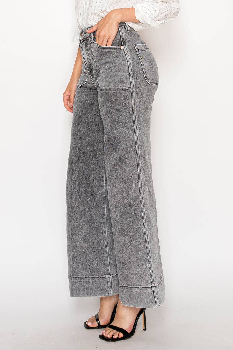 Perfect Palazzo Jeans in Acid Black