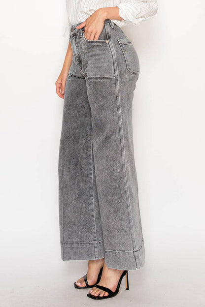 Perfect Palazzo Jeans in Acid Black