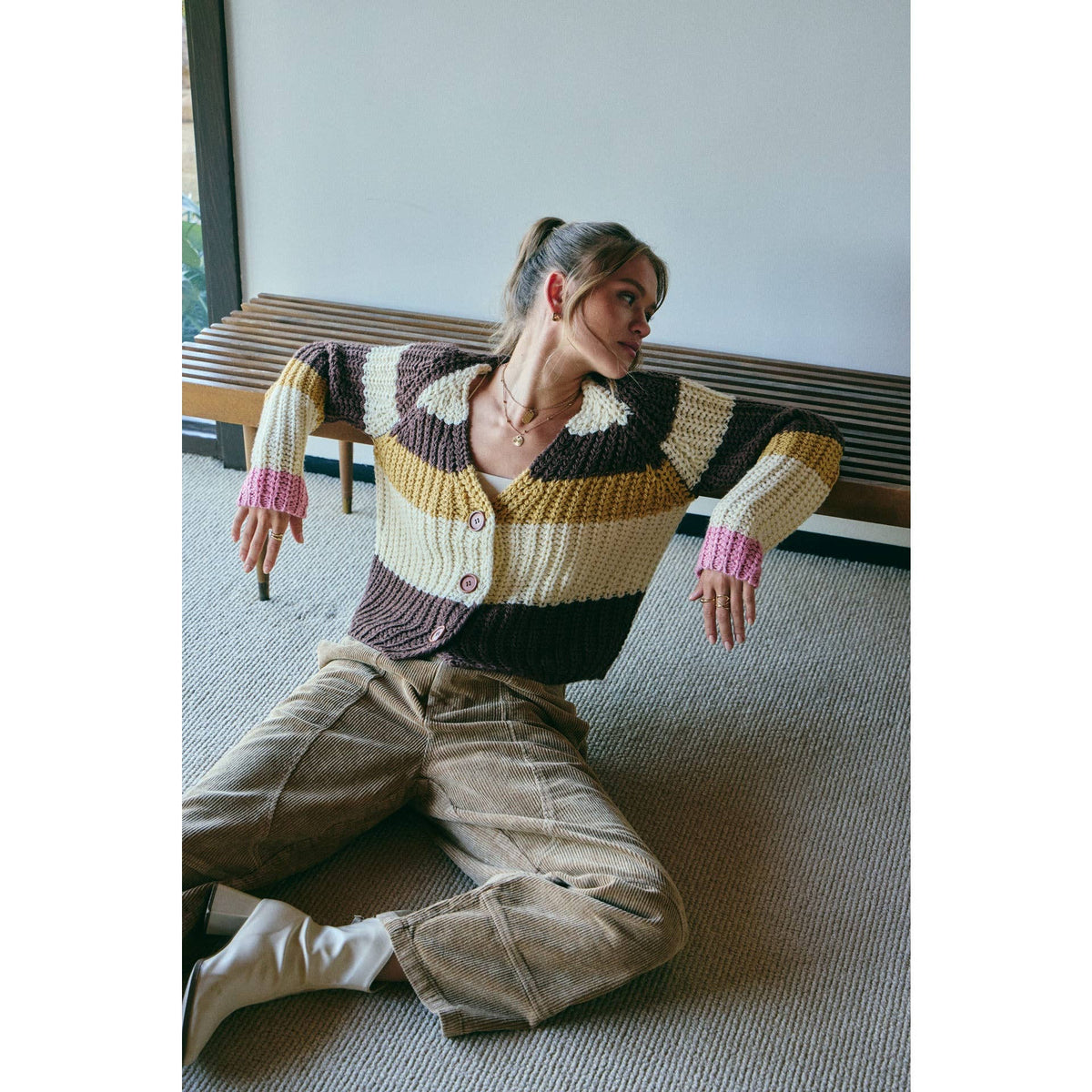 Fall Stripe Chunky Cardigan