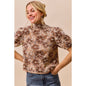 Textured Floral Mesh Top