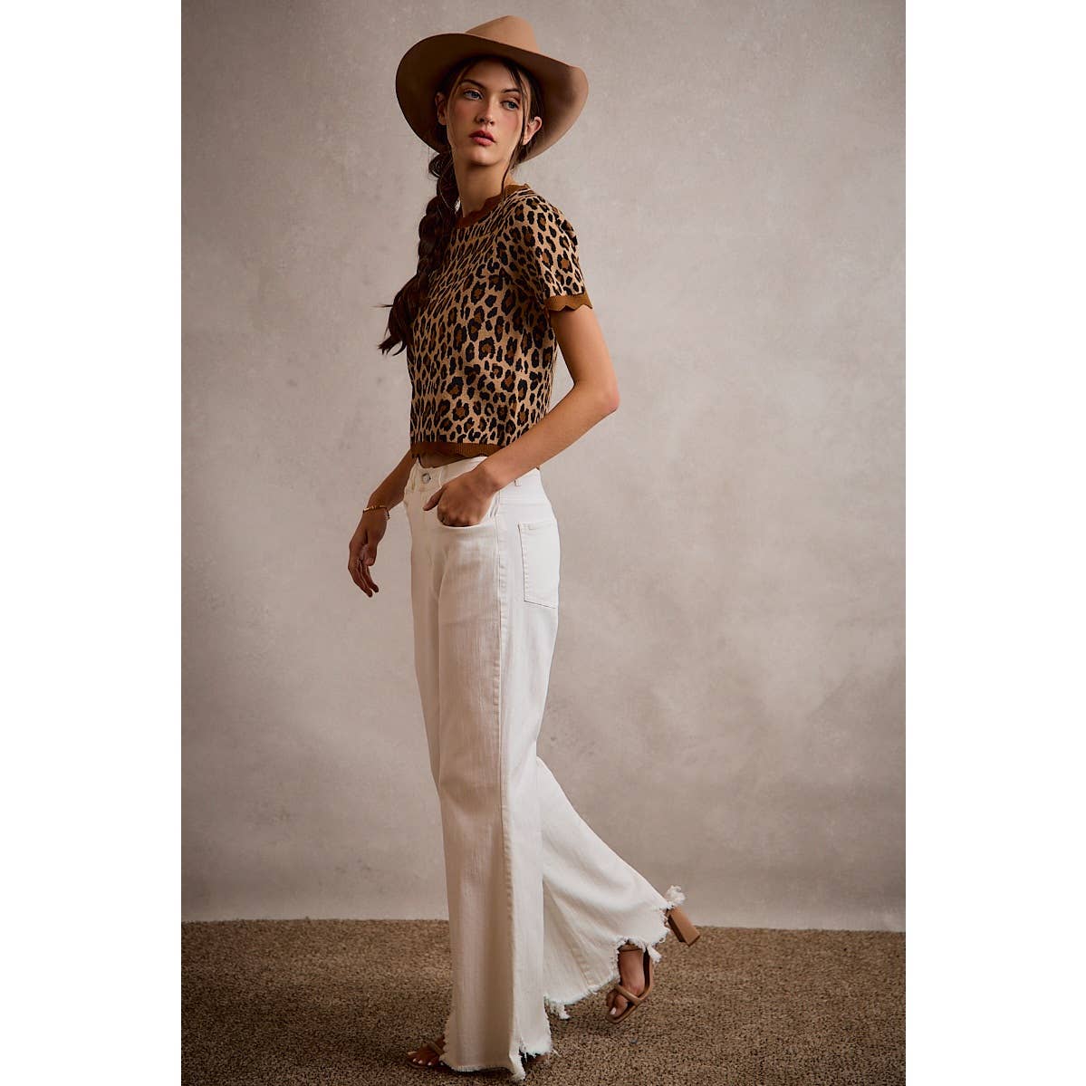 Leopard Print Scalloped Hem Top