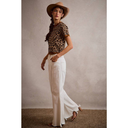 Leopard Print Scalloped Hem Top