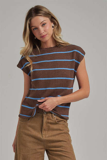 Brown/Blue Stripe Sweater Vest