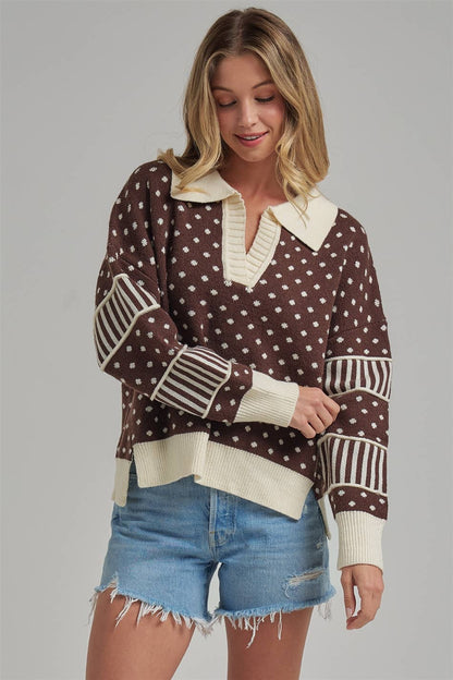 Laney Brown Polka Dot Sweater
