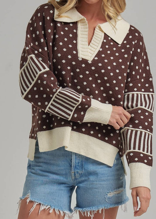 Laney Brown Polka Dot Sweater