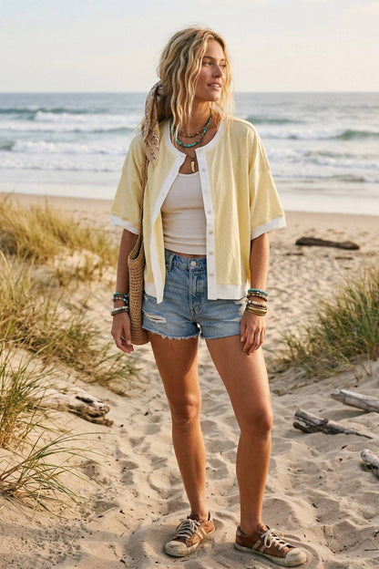 Gia Yellow Polka Dot Cardi