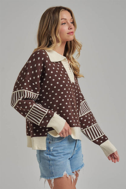Laney Brown Polka Dot Sweater