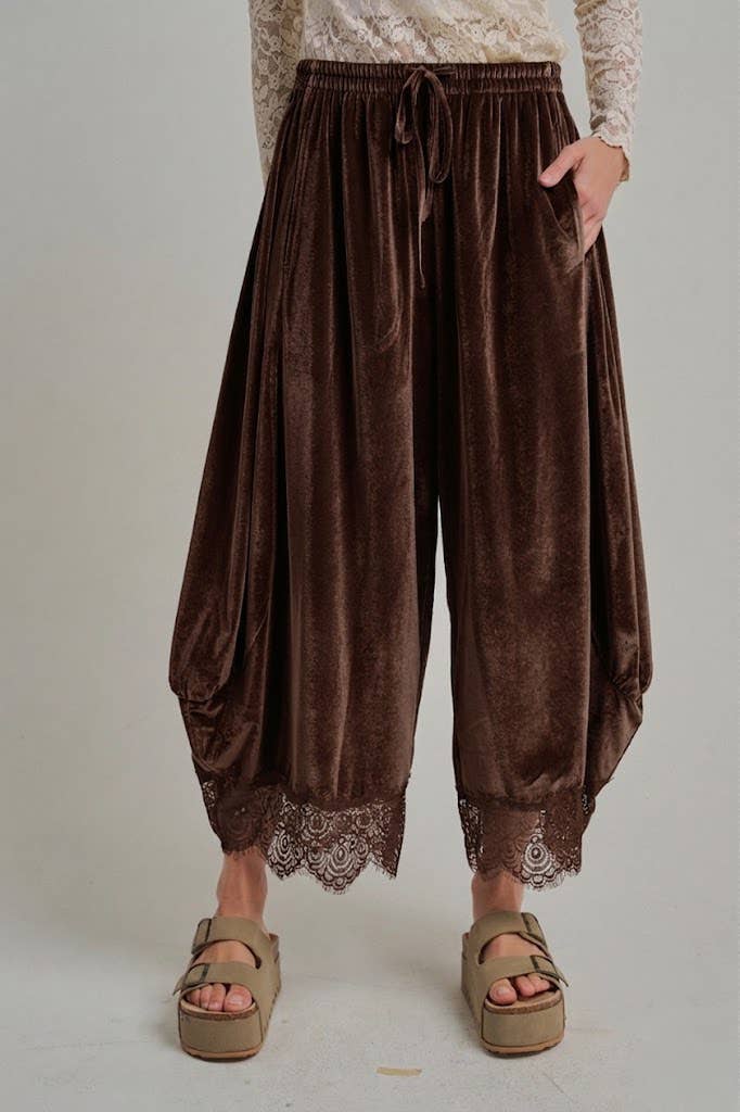 Velvet Flowy Wide Leg Balloon Pants