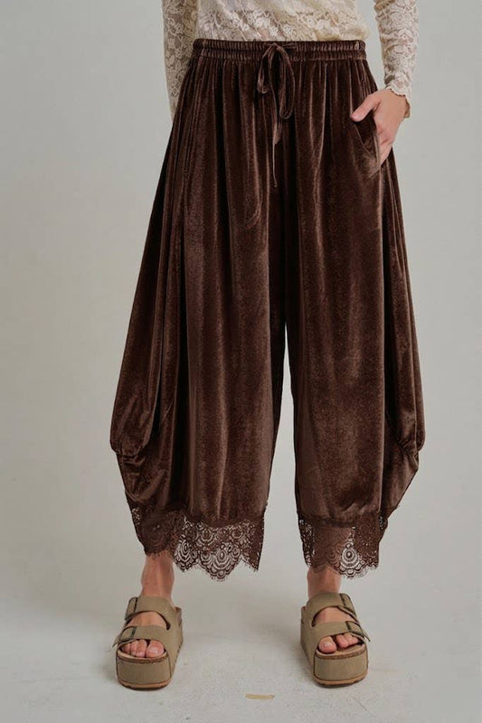 Velvet Flowy Wide Leg Balloon Pants