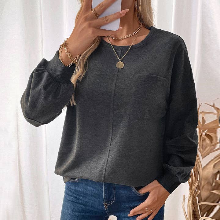 Charcoal Long Sleeved Pocket Tunic