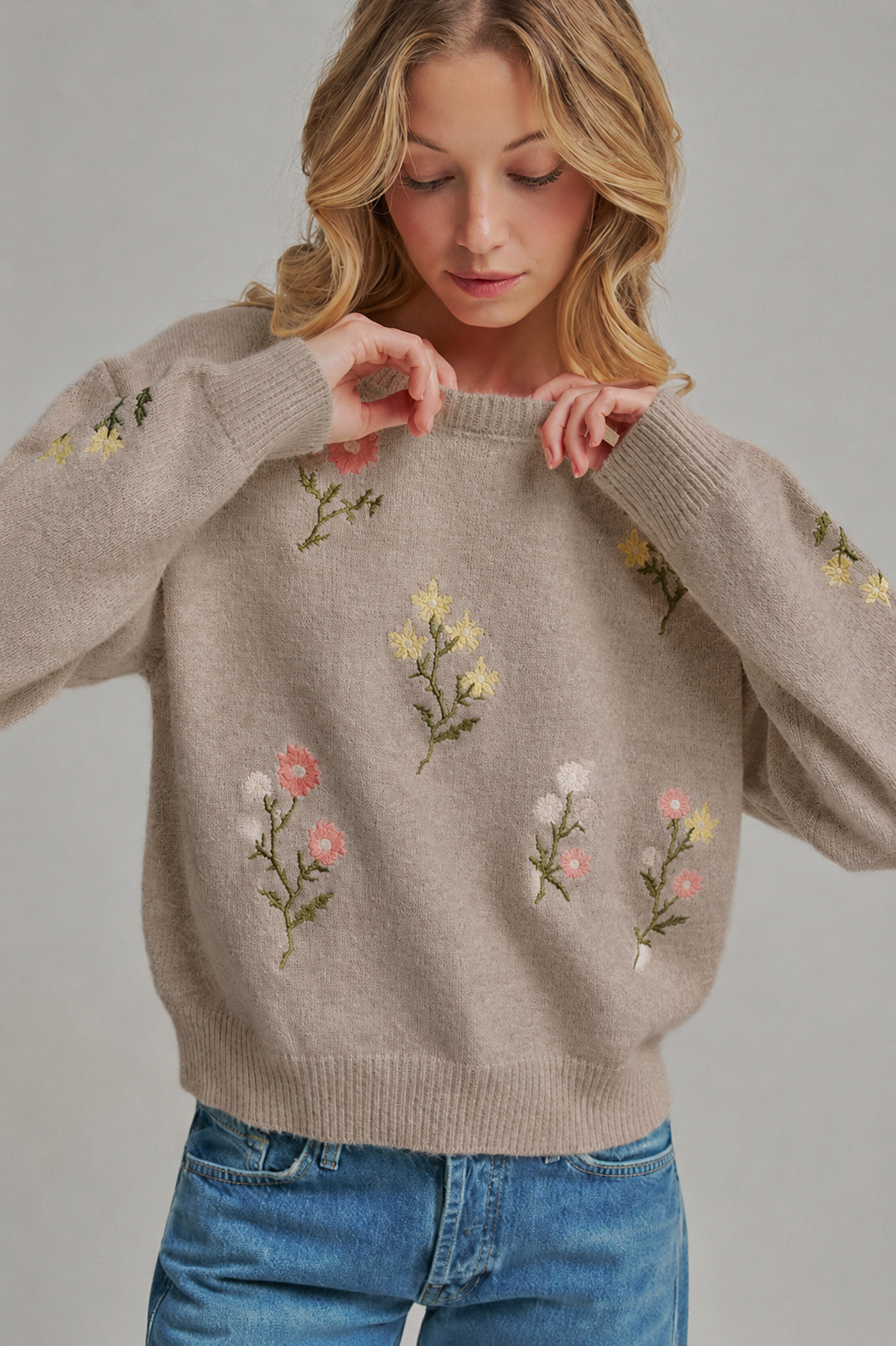 Floral Embroidered Sweater