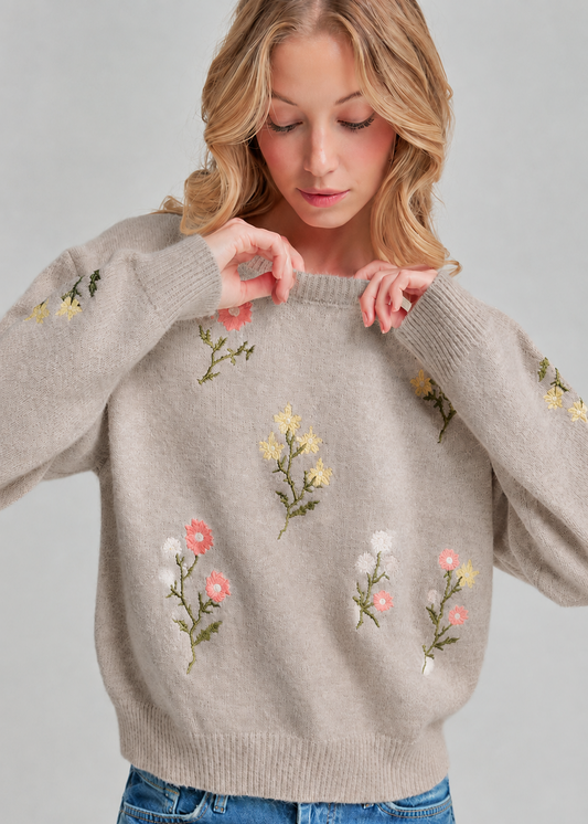 Floral Embroidered Sweater