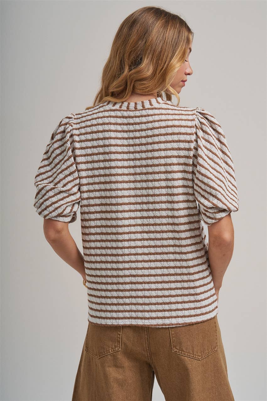 Tia Textured Ribbed Stripe Top