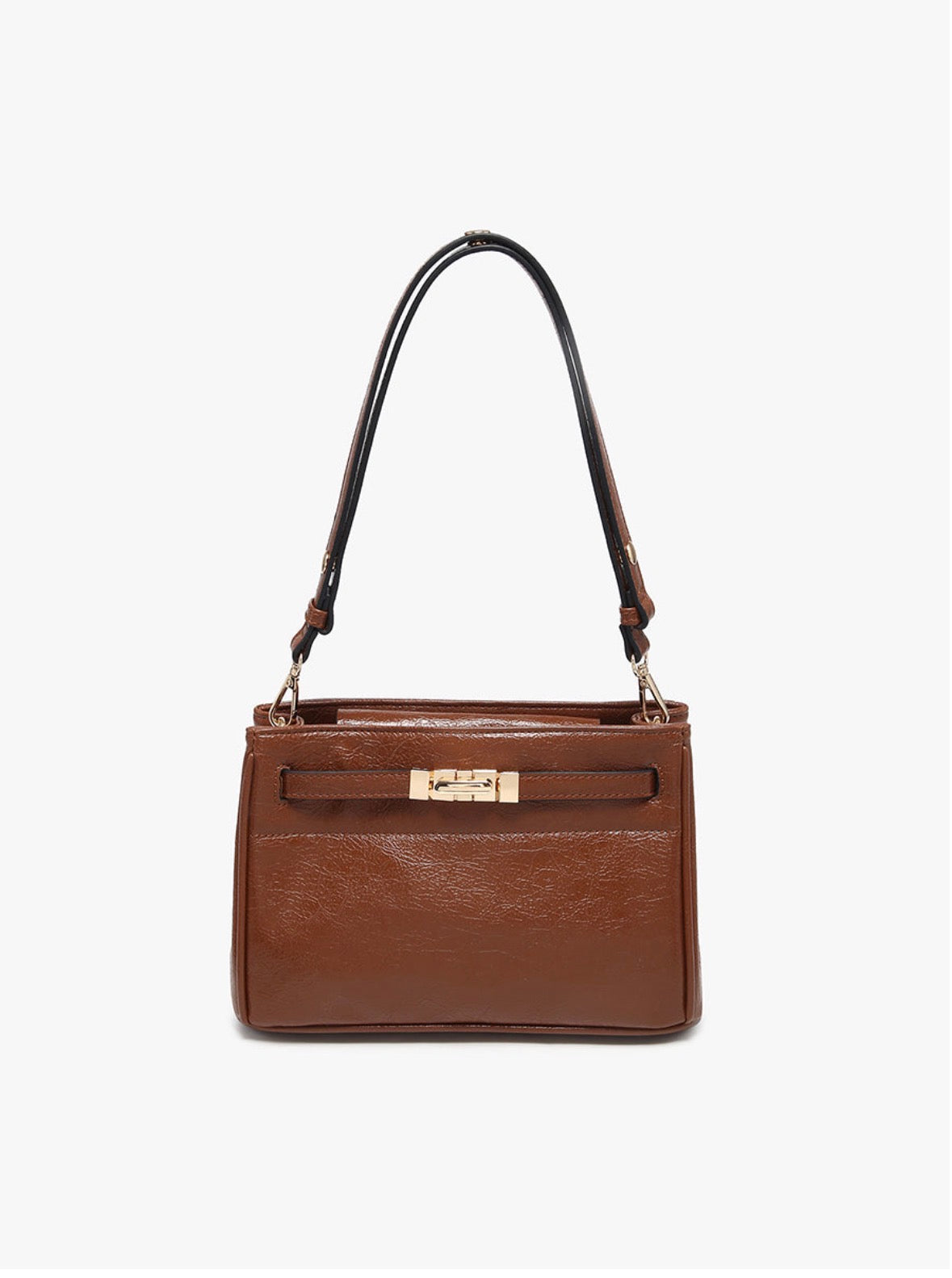Claire Twist-Lock Shoulder Bag - Brown