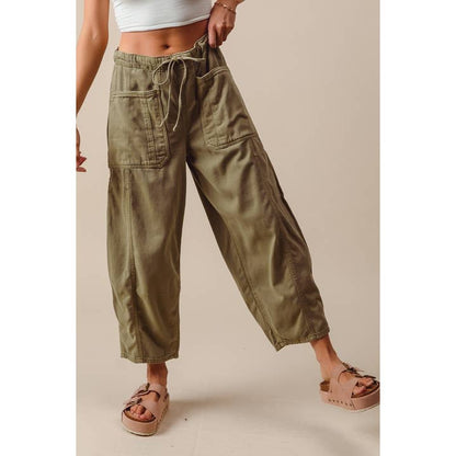 Olive Mid-Rise Wide Leg Pants