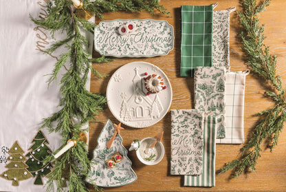 Green Toile Tree Platter