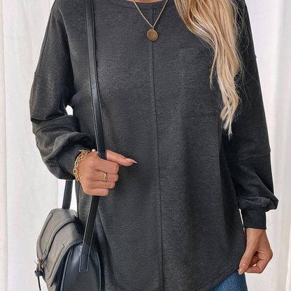 Charcoal Long Sleeved Pocket Tunic