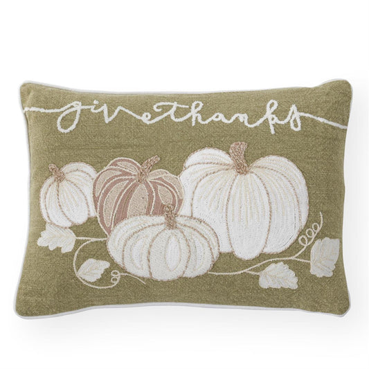 Sage Green Give Thanks Lumbar Pillow