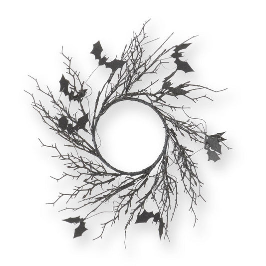 Black w/Purple Glitter Twig/Bat Candle Ring