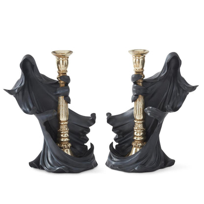 Black Draped Ghost Candle Holder