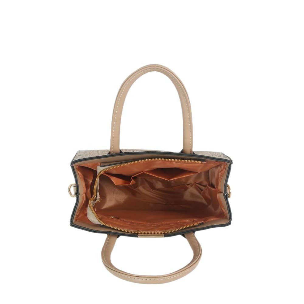 Croc Embossed Satchel Three Piece Set