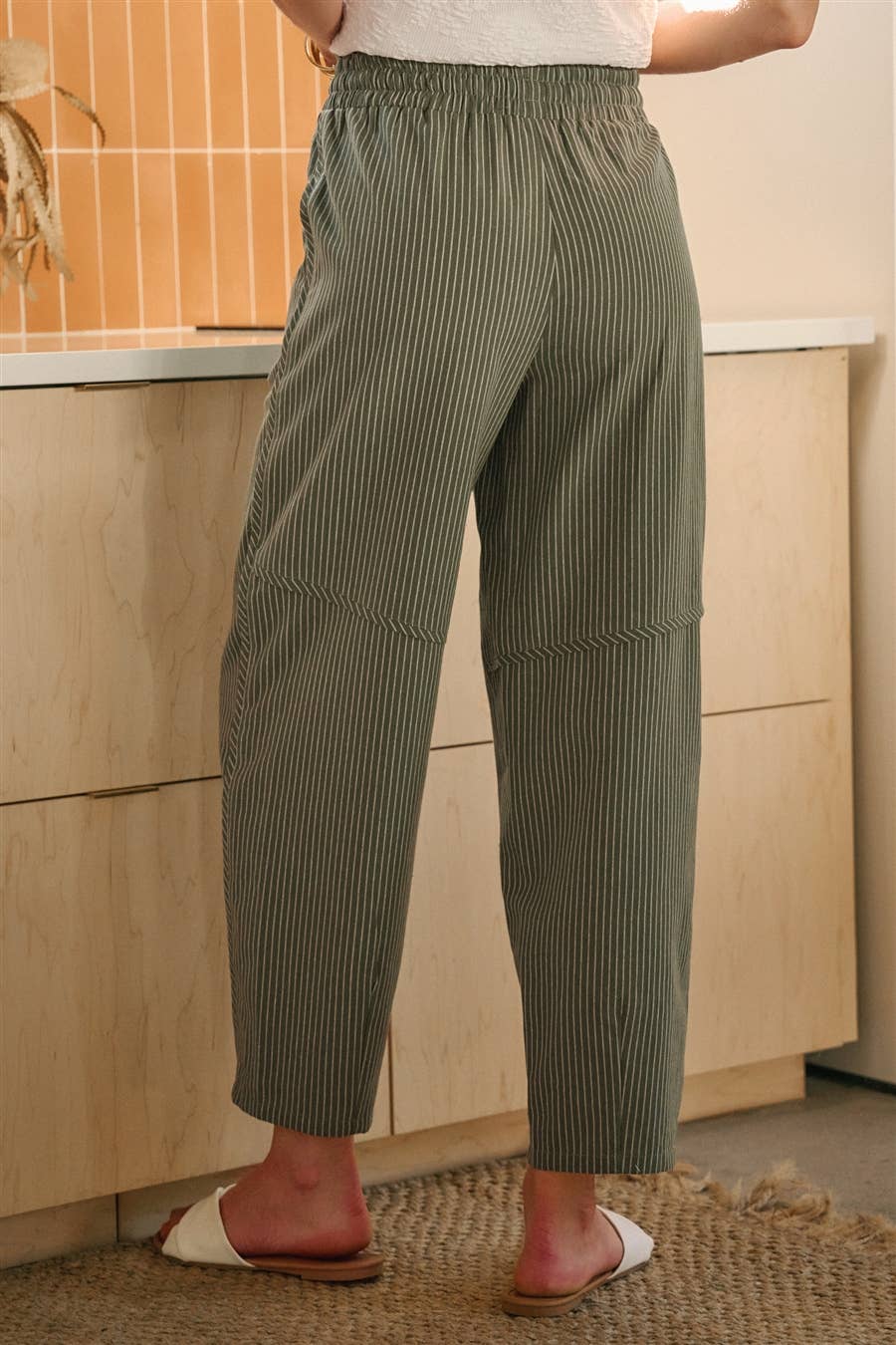 Eve Olive Striped Pants