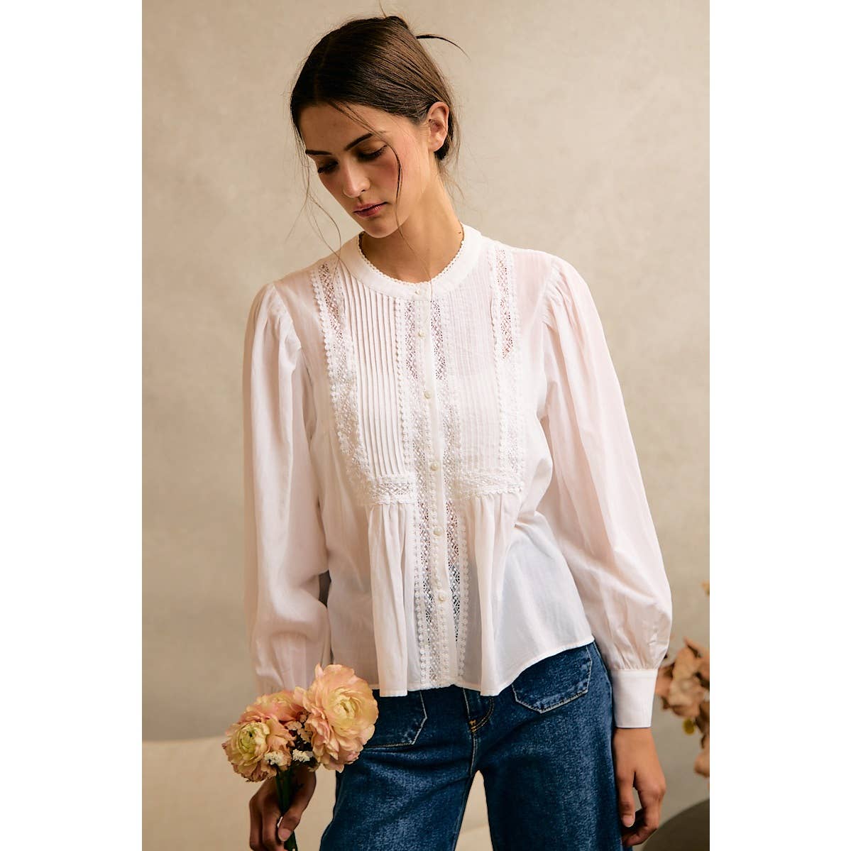 White Lace Button Up