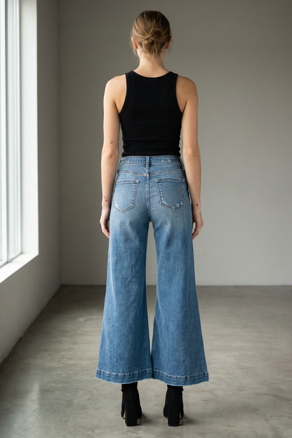 High Rise Crop Palazzo Jeans