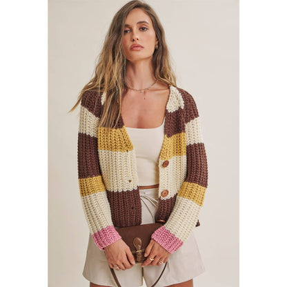 Fall Stripe Chunky Cardigan