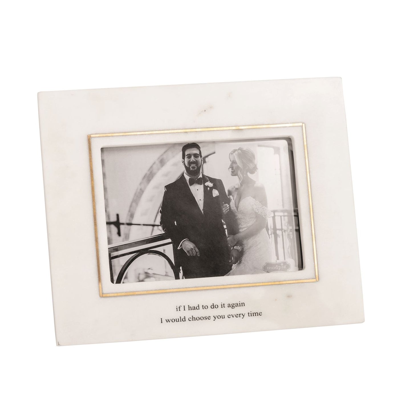 Gold Inlay Marble Frame:  Choose You Every Time