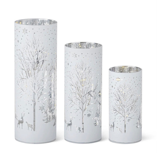 LED Rotating Winter Scene Cylinder