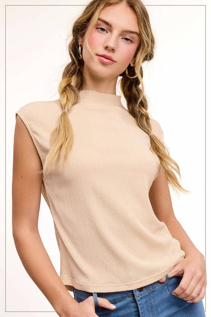 Stretchy Crinkled Sleeveless Top