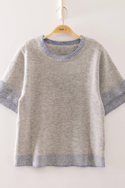 Soft Touch Contrast Rib Knit Top