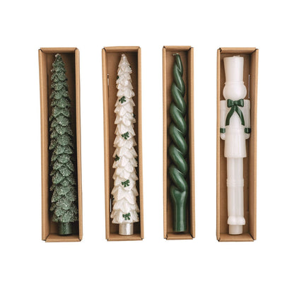 Green/White Taper Candles