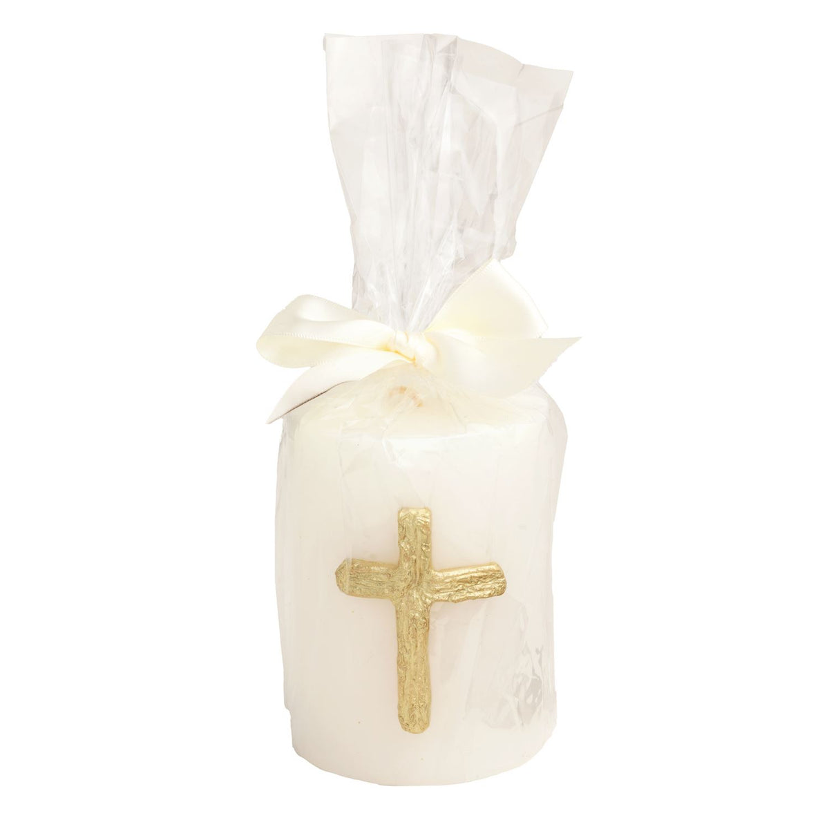 Gold Cross Pillar Candle