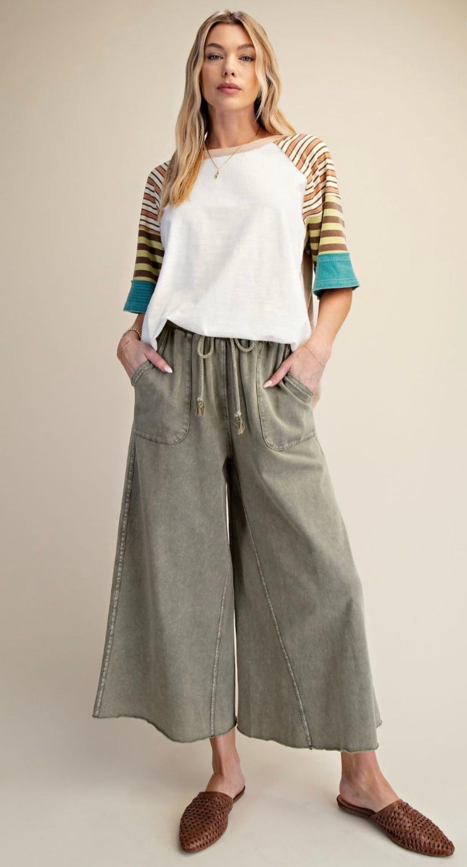 Mineral Washed Terry Knit Pants in Ash