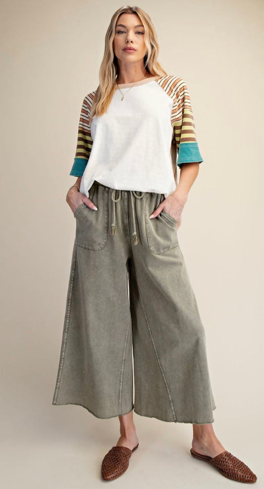 Mineral Washed Terry Knit Pants in Ash