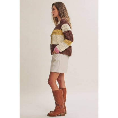 Fall Stripe Chunky Cardigan