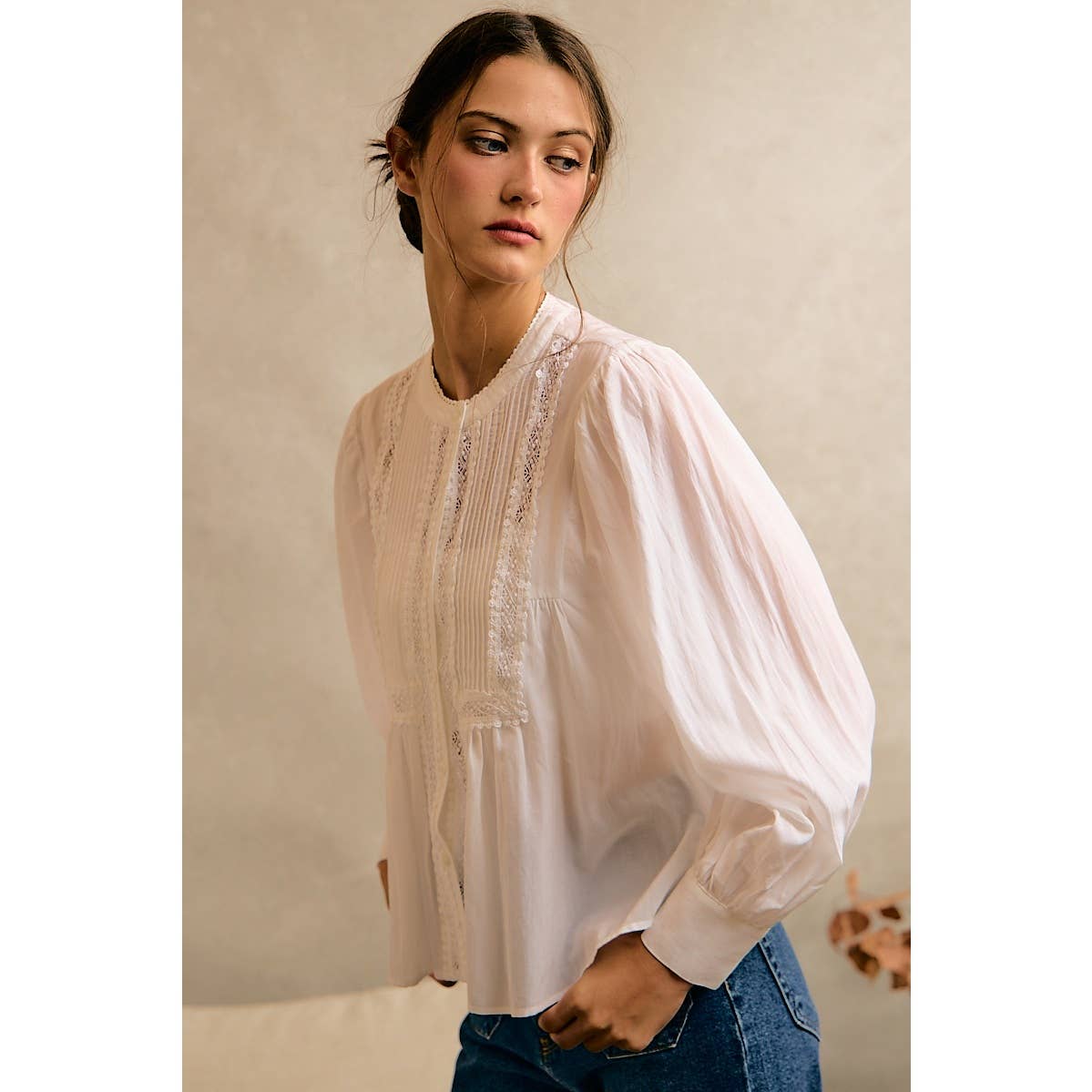 White Lace Button Up