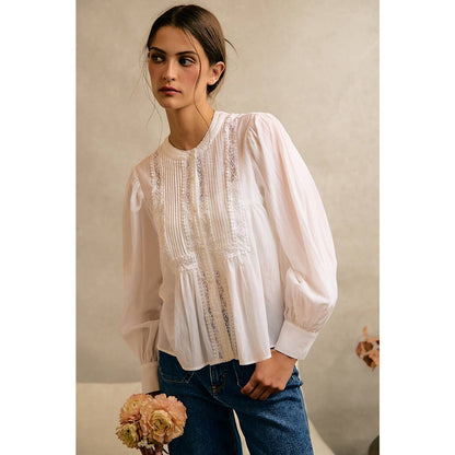 White Lace Button Up