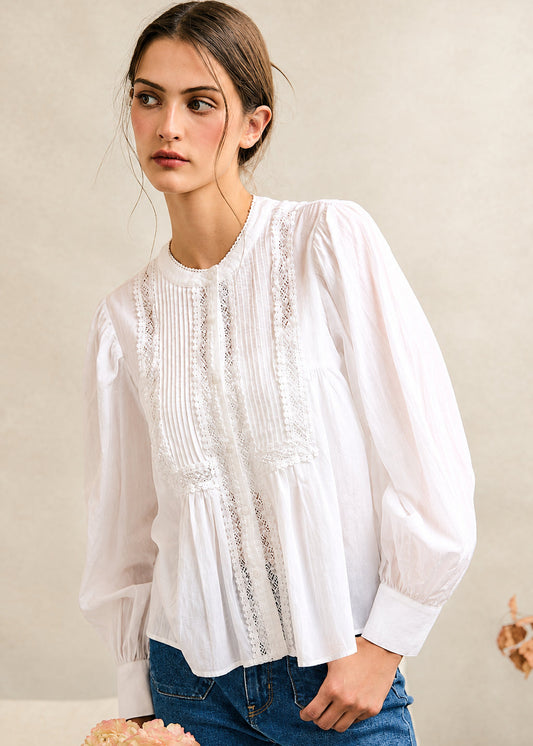 White Lace Button Up