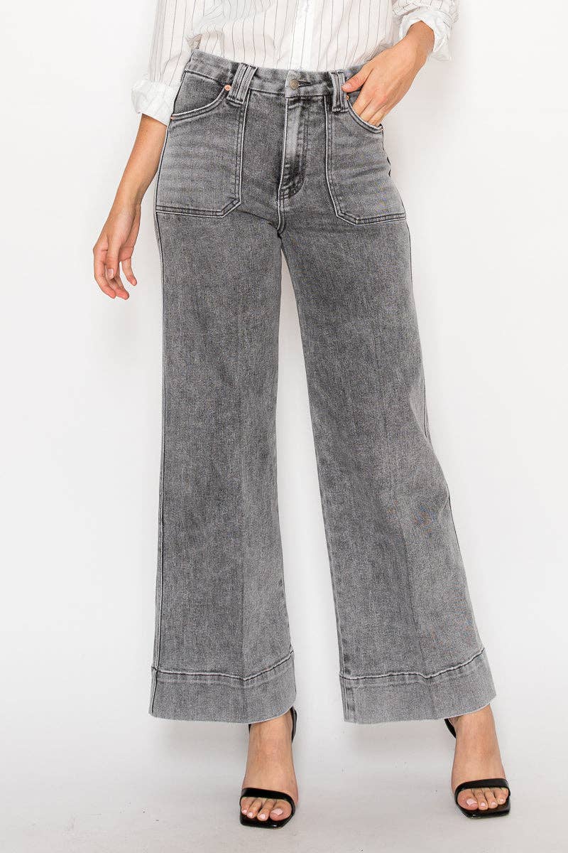 Perfect Palazzo Jeans in Acid Black