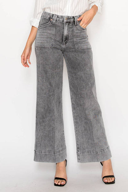 Perfect Palazzo Jeans in Acid Black