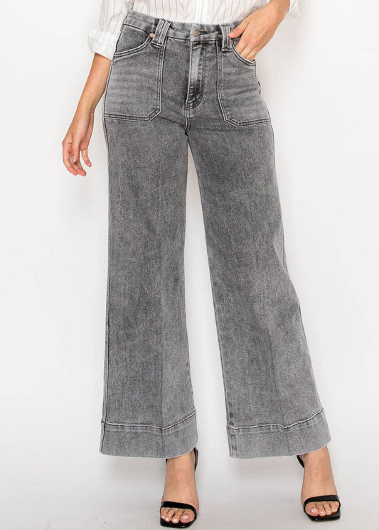 Perfect Palazzo Jeans in Acid Black