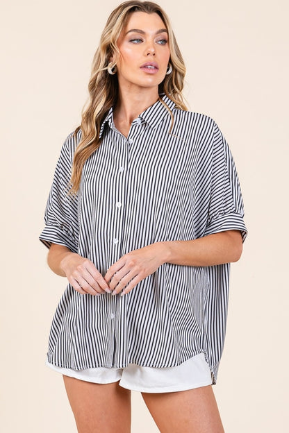 Loddi Oversized Black Stripe Blouse