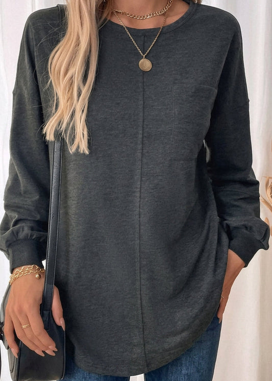 Charcoal Long Sleeved Pocket Tunic
