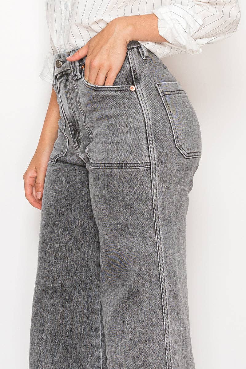 Perfect Palazzo Jeans in Acid Black