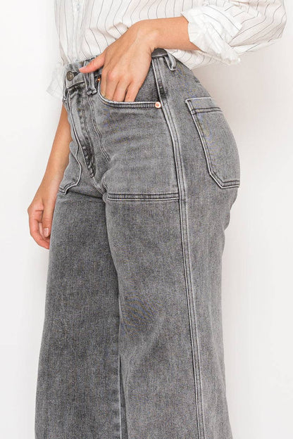 Perfect Palazzo Jeans in Acid Black